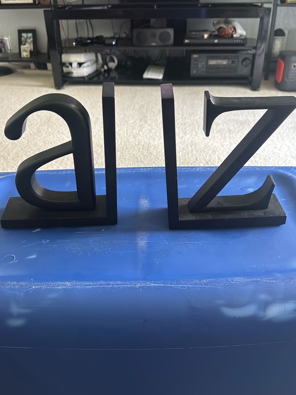 Black Decorative Letter Bookends - A and Z Pair